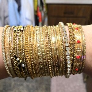 70 Gold Tone Bangle Braclet Lot